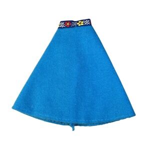 VTG Barbie‎ Blue Felt A Line Skirt Floral Waistband Clone 1960s Clothing